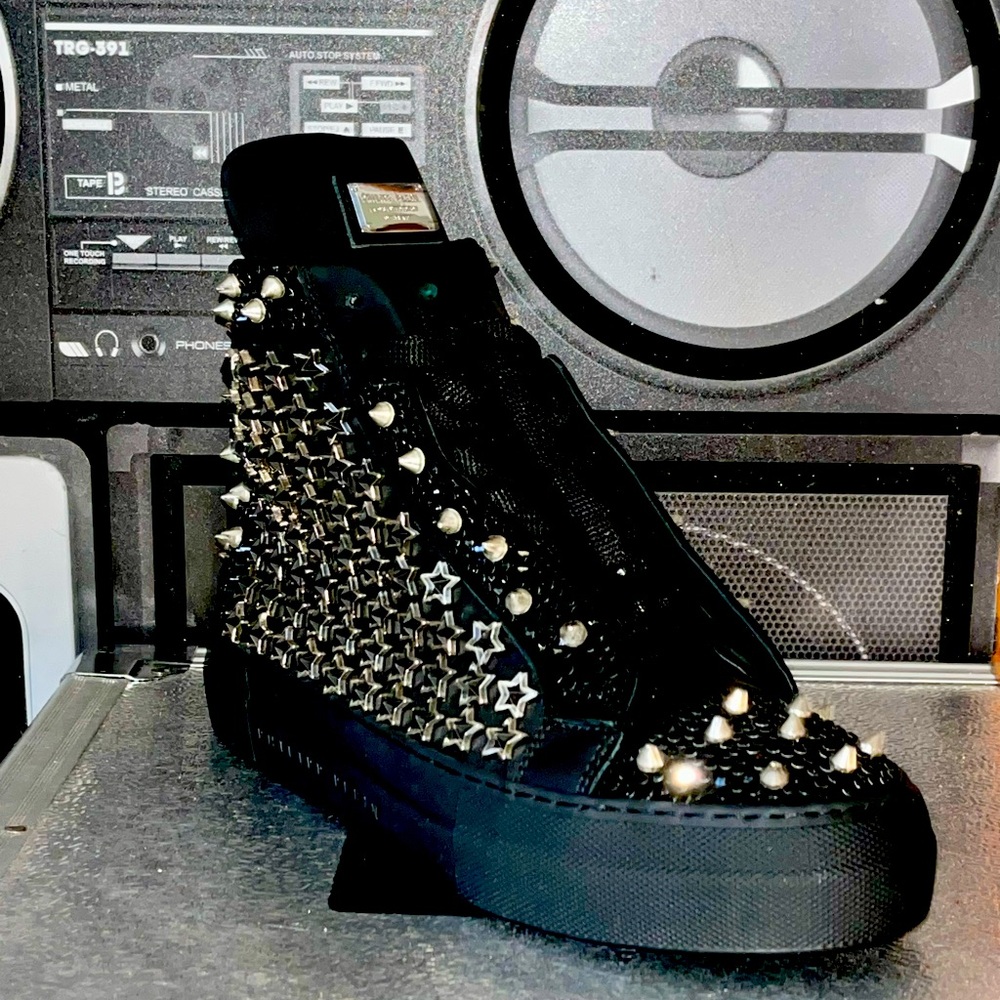 NWOT! Unisex Philipp Pleim Studded embellished star high top sneakers.